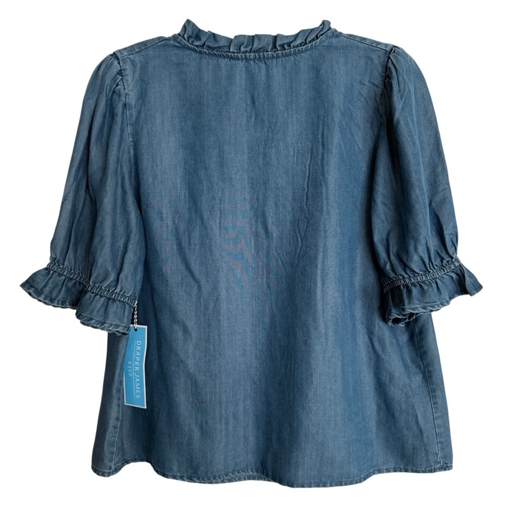 NWT Draper James Denim Ruffle Blouse Size Small - Picture 2 of 10